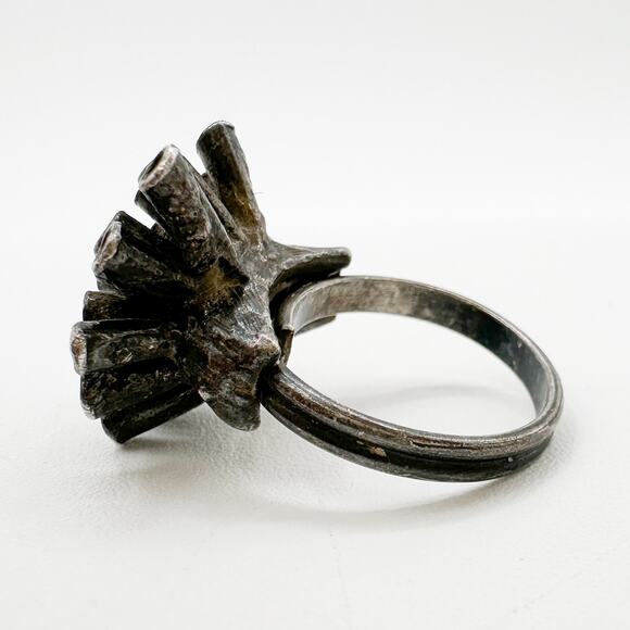 Brutalist Biomorphic Upcycled Ring Tentacle Sea Anemone Ring Size 6 Adjustable - Picture 9 of 13